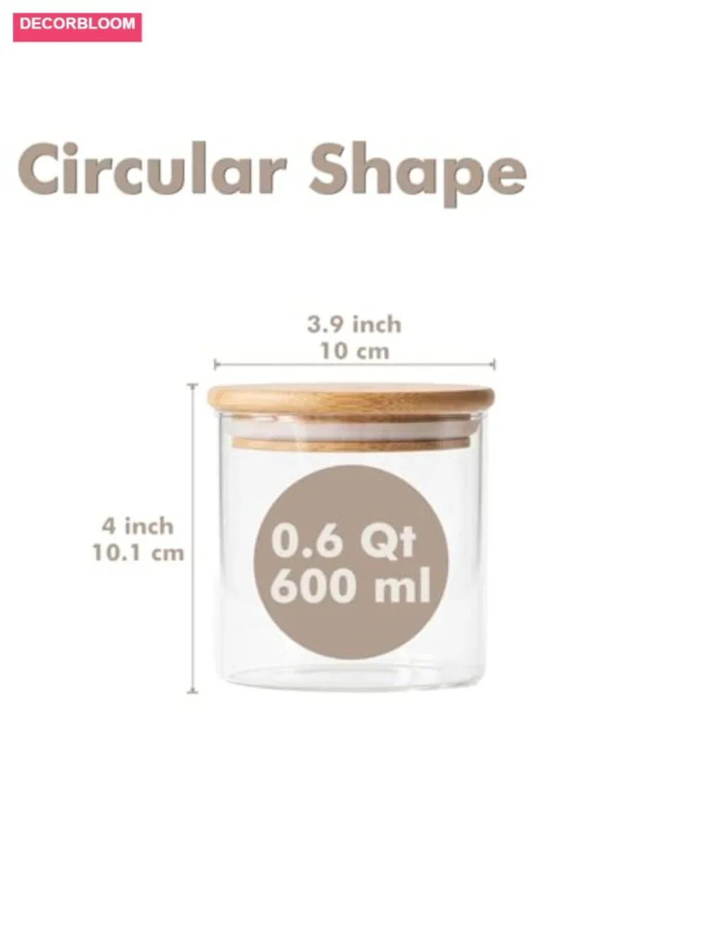 6-Pack 0.6Qt Small Round Glass Storage Jars with Bamboo Lids
